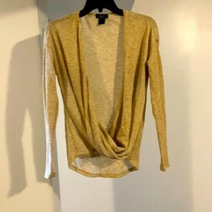 Gold sparkle long sleeve open blouse